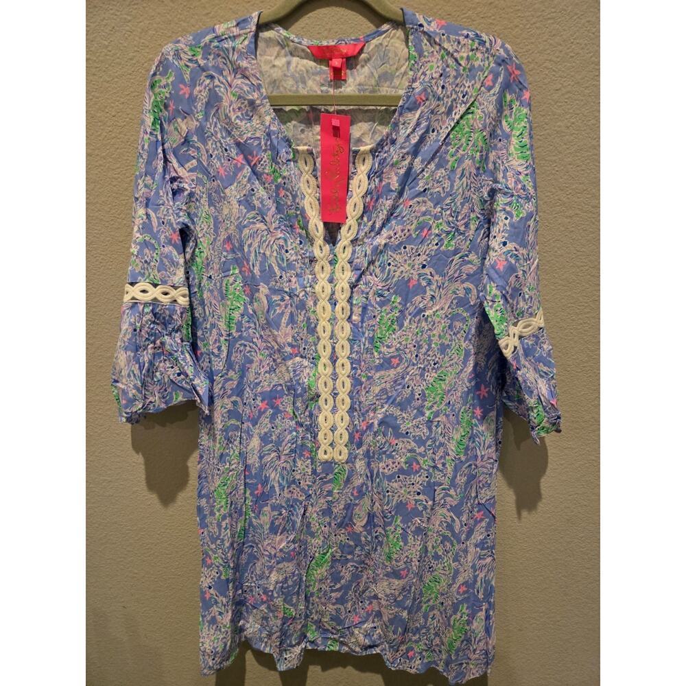 Lilly Pulitzer Hollie Women's Multicolor Tunic Dress 3/4 Sleeve Knee Length S